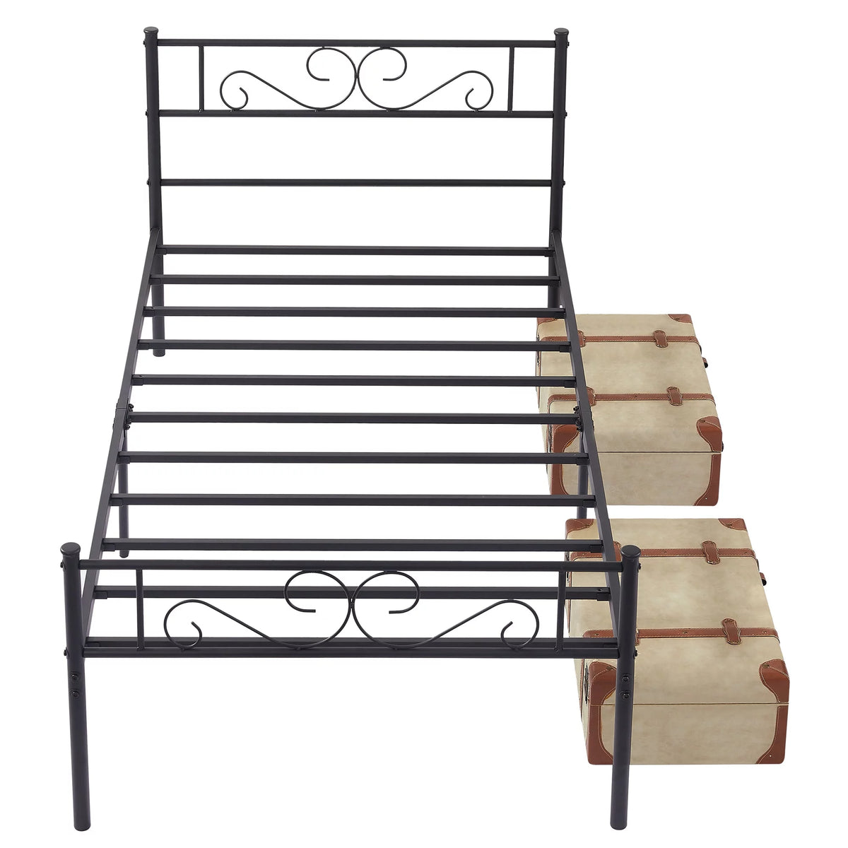 Twin Size Black Metal Platform Bed Frame with Headboard Z37533