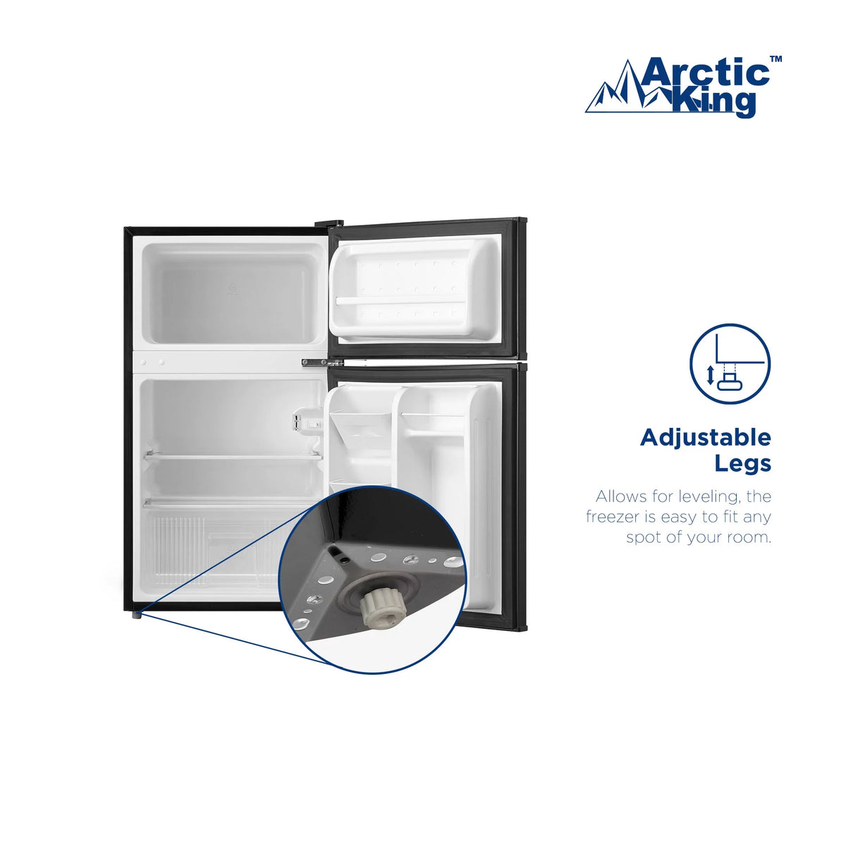 Black 3.2 Cu ft Two Door Mini Fridge with Freezer R728772
