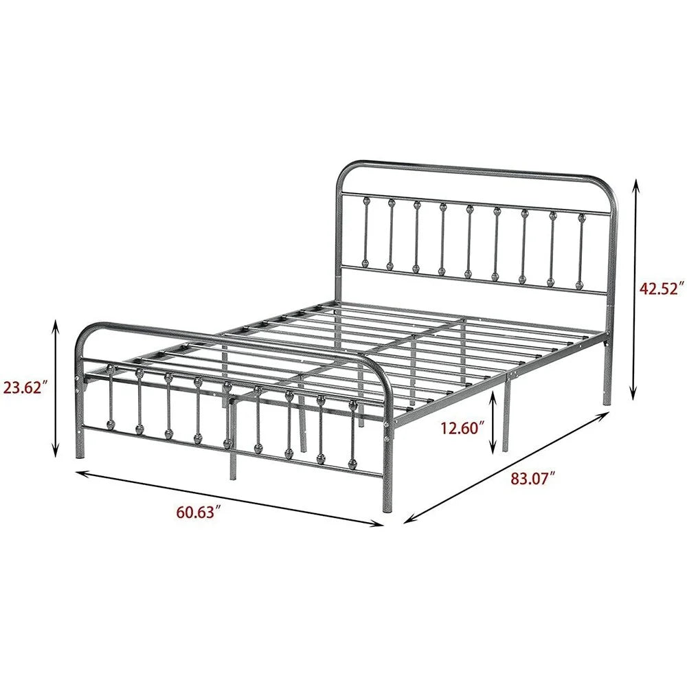 Queen Size Metal Bed Frame with Headboard J71894