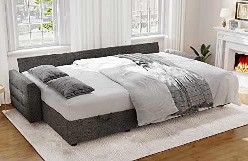 Convertible Sleeper Sofa Bed with Storage Chaise F4225