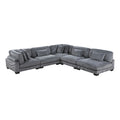 5-Piece Gray Corduroy Upholstered Modular Sectional C773577