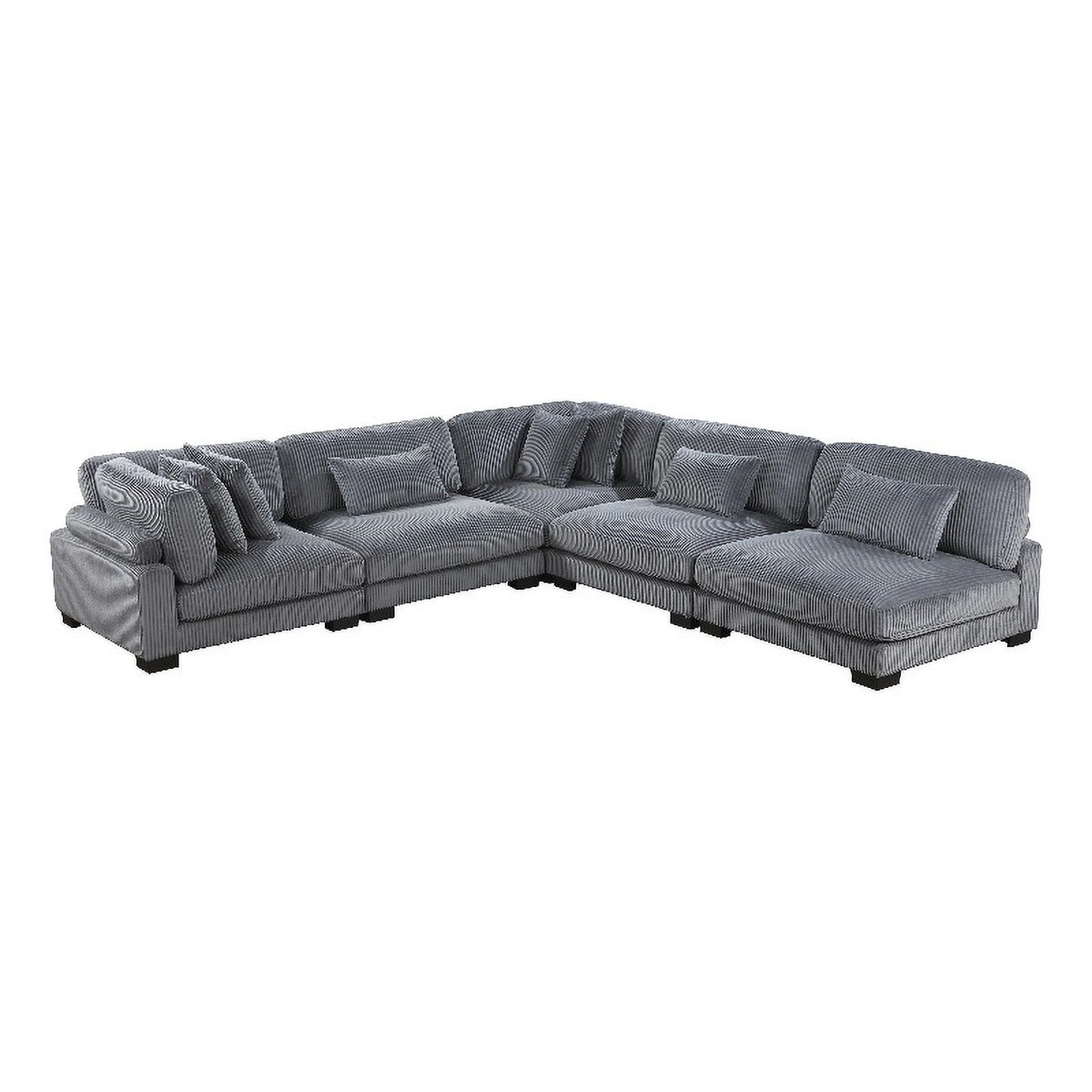 5-Piece Gray Corduroy Upholstered Modular Sectional C773577