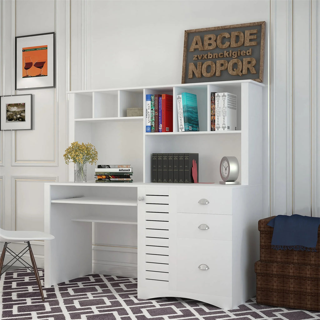 Computer Desk with Hutch Walnut Finish W705300