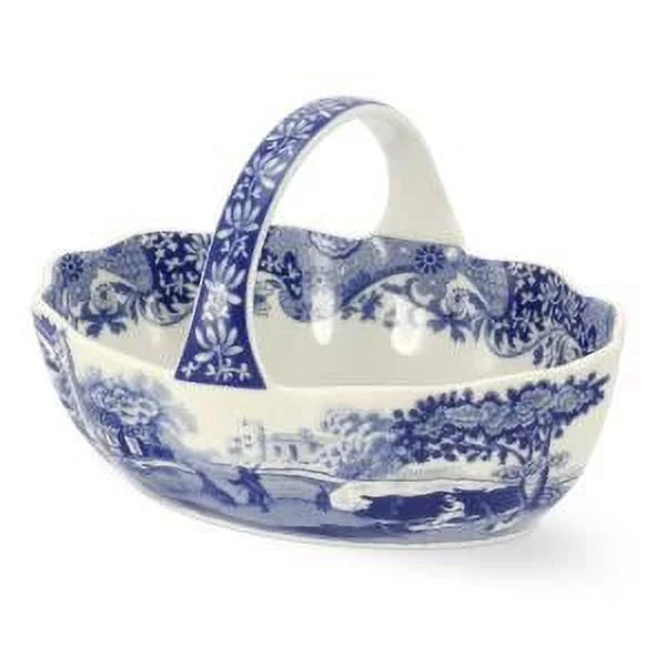 Blue Italian Small Handled Basket P454