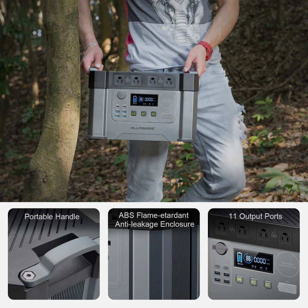 2000W 1500Wh Portable Power Station with 2 Pack 100W Foldable Solar Panel Y2431