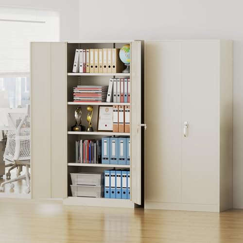 73" Metal Storage Cabinet with Wheels, 4 Adjustable Shelves A520715