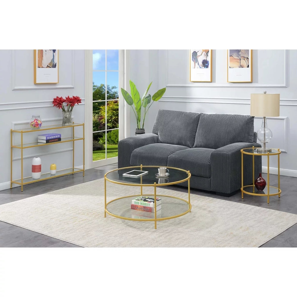 Clear Glass and Gold Console Table L268294