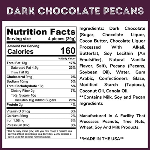 Dark Chocolate Pecans 1.5 Lb Tub Y3691