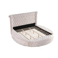Beige Velvet Tufted California King Bed Z45818