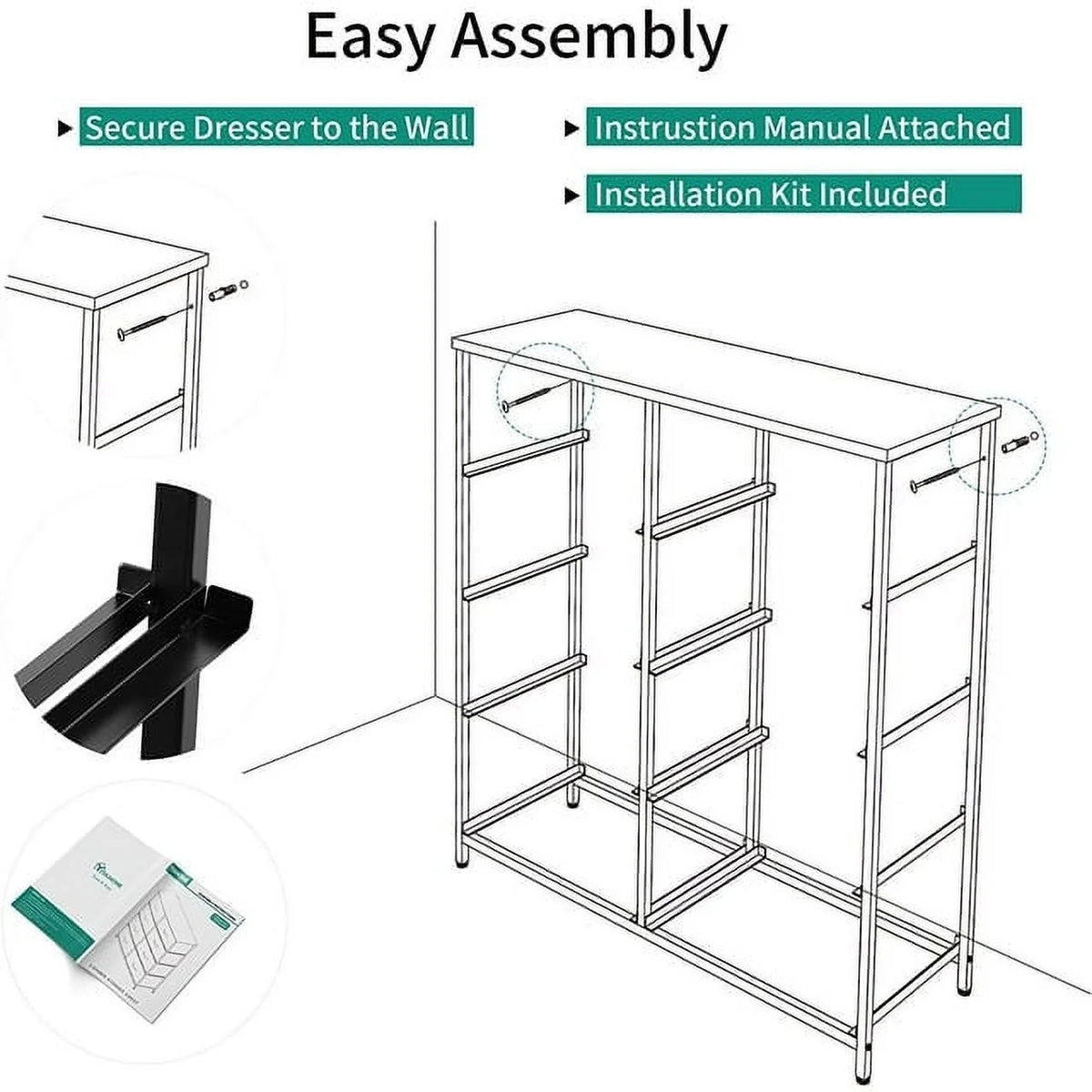 Light Gray 8 Fabric Drawers Storage Tower W5669