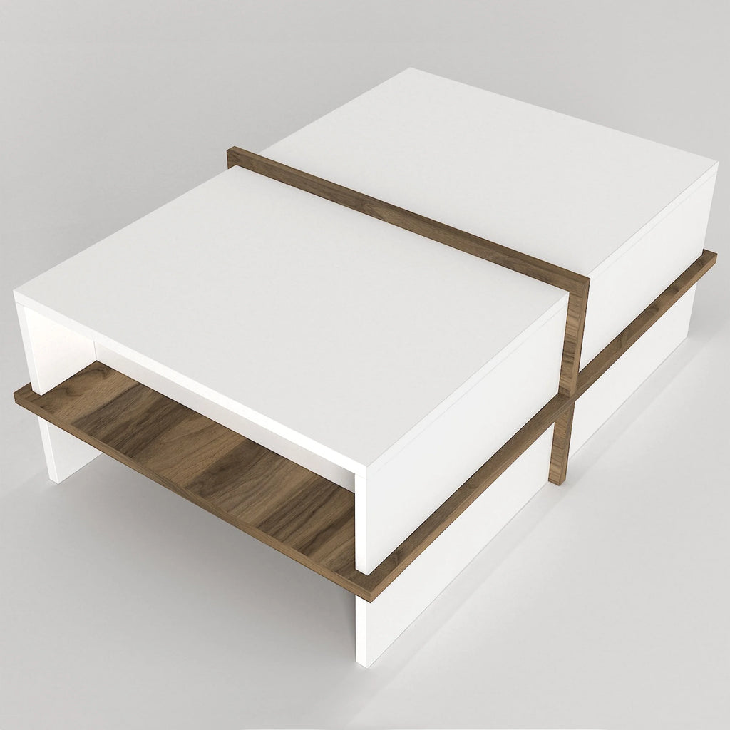 35 Inch Wood Rectangular Coffee Table with Side Shelf X943128