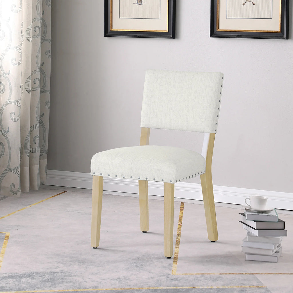 Open Back Dining Chair with Nailhead Trim, Set of 2, Cream J542321