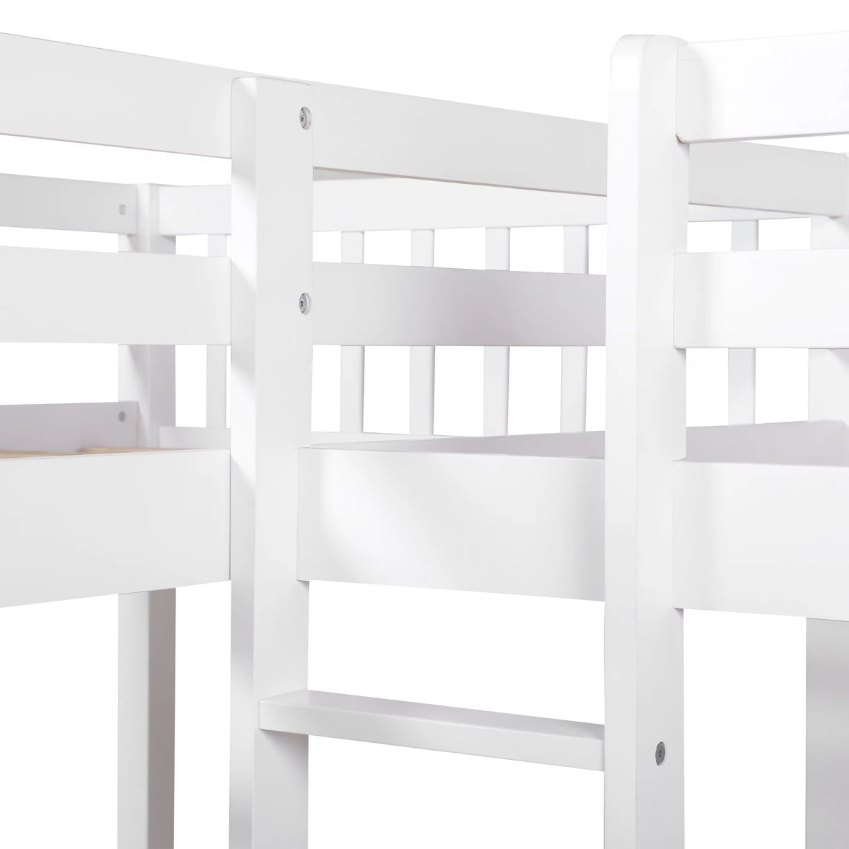 White Twin L-Shaped Bunk Bed with Drawers K844