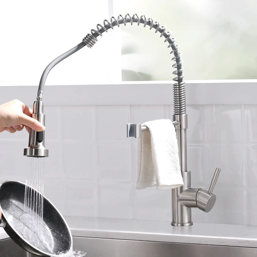 Brushed Nickel Solid Brass Pull Down Kitchen Faucet O296