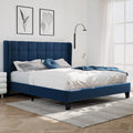 Queen Size Platform Bed Frame with Wingback Headboard B90001