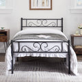 Twin Size Black Metal Platform Bed Frame with Headboard Z37533