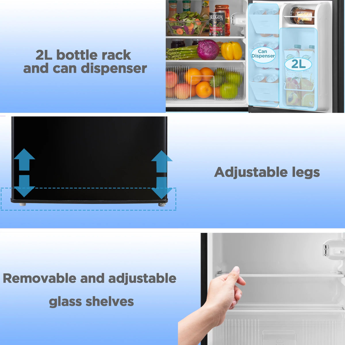Black 3.2 Cu ft Two Door Mini Fridge with Freezer R728772