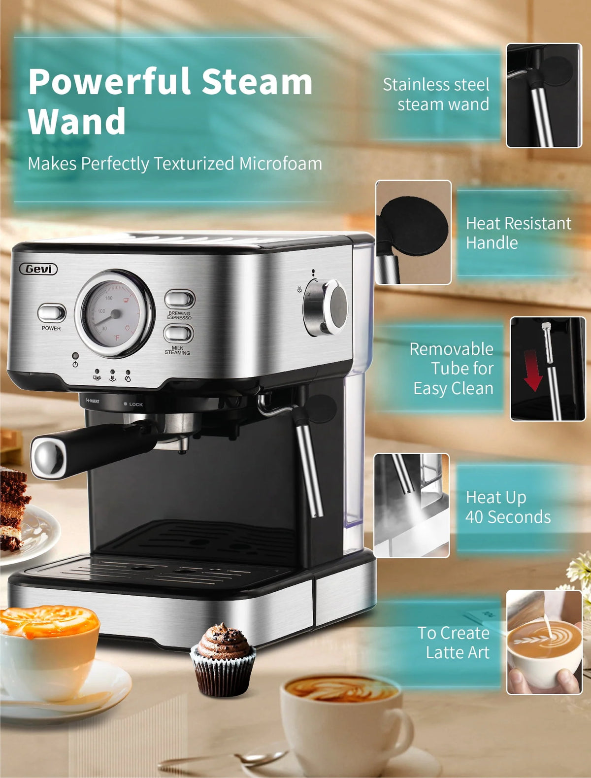 15 Bar Espresso Machine with Steamer V371