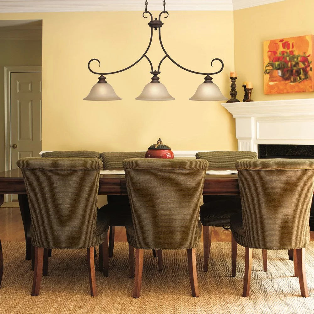 3 Light Linear Pendant with Marbled Glass E55248