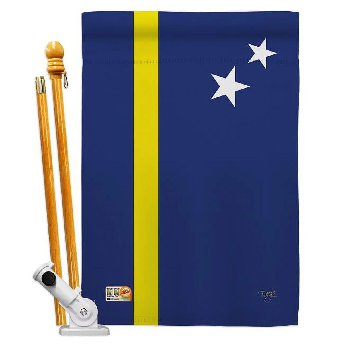 28 x 40 in. Double Sided House Flag Set with Pole Bracket Hardware F7929