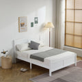White Full Size Wood Platform Bed Frame with Headboard A731489