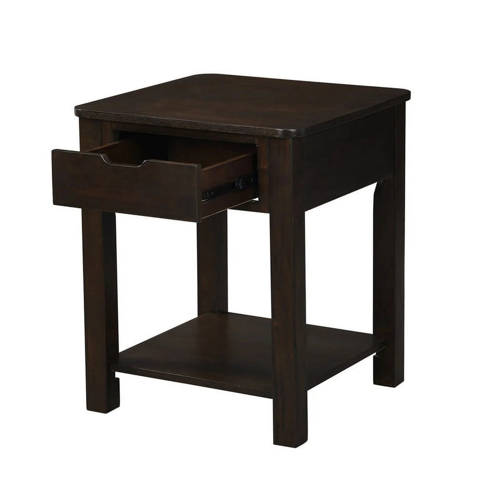 Dark Brown Engineered Wood End Table with Drawer Z983676