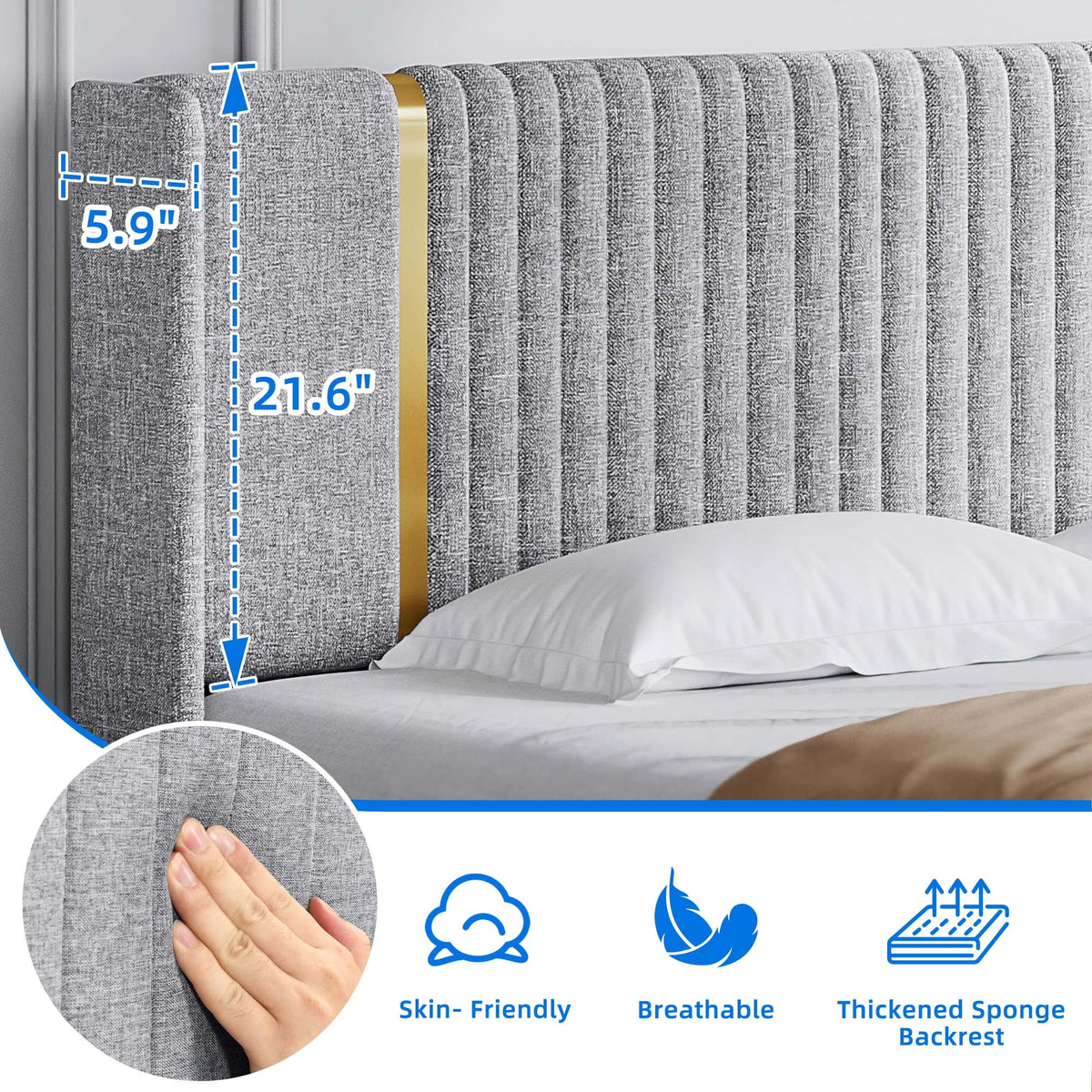 Upholstered Full Size Bed Frame with Storage Q517
