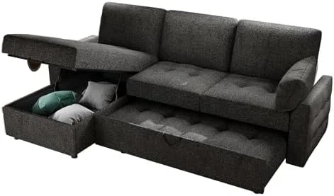 Convertible Sleeper Sofa Bed with Storage Chaise F4225