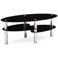 Black Tempered Glass Oval Coffee Table B3691