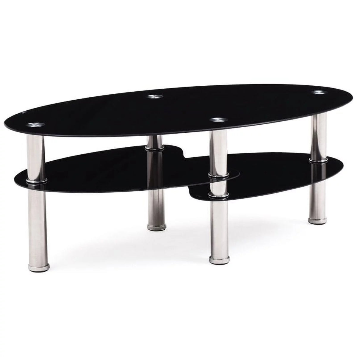 Black Tempered Glass Oval Coffee Table B3691